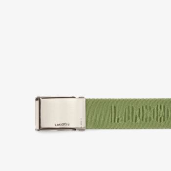 Lacoste Engraved Lacoste Plate Buckle Woven Belt - Pásy Pánské Zelene | CZ-RUlzmi